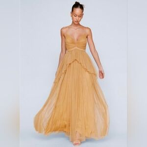 Nasty Gal Golden Tulle Maxi Dress